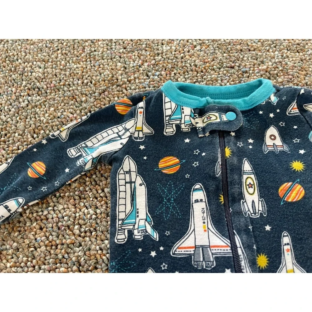 The Children's Place Boys Rocket Ship Zip Up Sleeper 0-3M